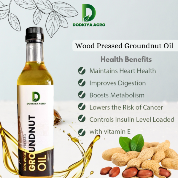 Dodkiya Agro Wood Pressed Groundnut Oil | Kolhu/Kacchi Ghani| Peanut Oil| Moongfali Oil |Cooking Oil | 1 Litter